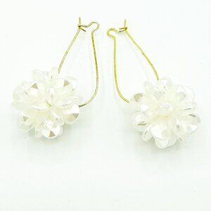 White Flower Cluster Earrings